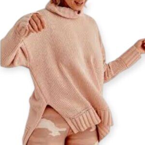 Aerie Womens Sz S Brown Chenille Oversized Turtleneck‎ Chunky Knit Soft Sweater